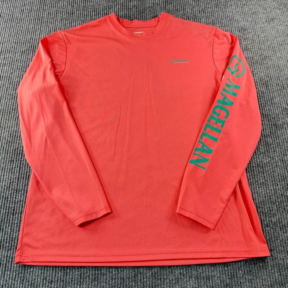 Magellan Outdoors Fishing Shirt Mens Large Coral Excellent Long Sleeve Graphic